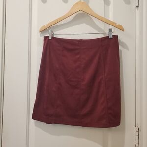 Francesca's Collections Burgundy Suede Mini Skirt